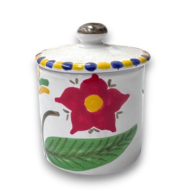 Handmade sicilian ceramic container with lid Lampione de simone pottery Handmade sicilian ceramic container with lid Lampione de simone pottery